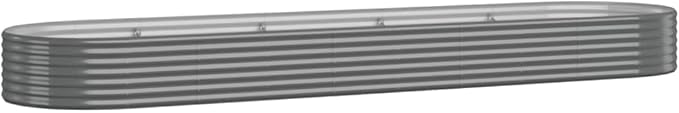 Raised Garden Bed Powder-Coated Steel Gray 155.9x39.4x14.2 Oval Shape Elevated Planter Box Large Outdoor Vegetable Flower Garden Raised Bed for Patio Balcony and Garden