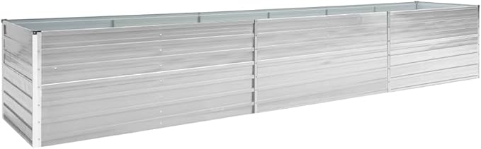 Metal Raised Garden Bed for Vegetables Outdoor Garden Raised Planter Box Backyard Patio Planter Raised Beds for Flowers Herbs Fruits Garden Raised Bed Galvanized Steel 189x31.5x17.7 Gray
