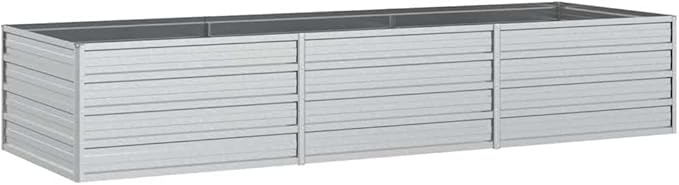 Garden Raised Bed Silver Galvanized Steel Large 94.5x31.5x17.7 Inch Outdoor Planter for Vegetables Herbs Flowers