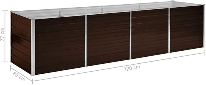Garden Raised Planter Raised bedsGalvanized PlanterFlower BedTroughMetal PlanterRaised Garden BedBed Brown 126x31.5x30.3 Galvanized Steel