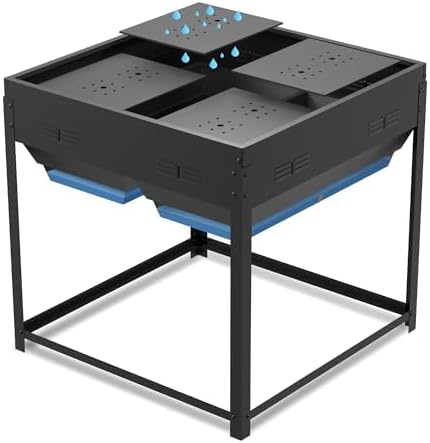 Worth Galvanized Steel Raised Garden Bed with Legs &amp Built-In Drainage - 50 Gal Outdoor Planter Box for Vegetables Flowers Herbs - Rust-Resistant Elevated Metal Design for Patio Backyard 35x35