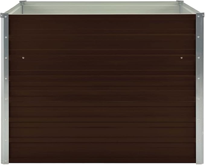 Brown Galvanized Steel Raised Garden Bed 39.4x39.4x30.3 inch Square Planter for Outdoor Plants Durable Metal Raised Bed for Vegetables Herbs Flowers