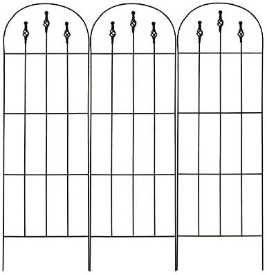 BestNest Gardman Finial Trellises – 48” H Black Metal Garden Trellis Set of 3 with Arched Tops &amp Decorative Finials – Outdoor Plant Supports for Climbing Vines Flowers Vegetables &amp Planters