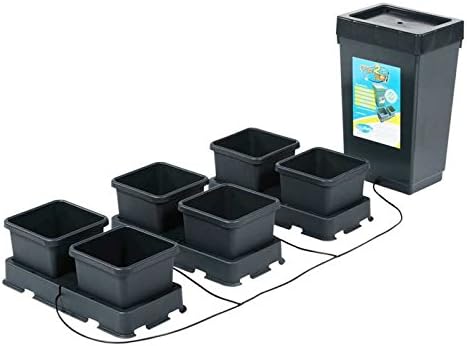 AutoPot easy2grow Kit 6 with 2.2 Gallon pots and 12.4 Gallon Tank - Self-Watering Gravity-Fed Hydroponic Indoor System Black