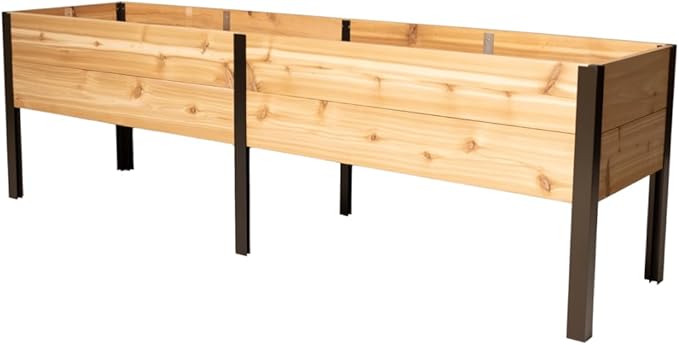 Gardener's Supply Company Raised Garden Bed Elevated Cedar Planter Box | 2' x 8' Self-Watering Standing Garden for Outdoor Plant Vegetables &amp Flower Gardening Perfect for Patio Deck &amp Yard