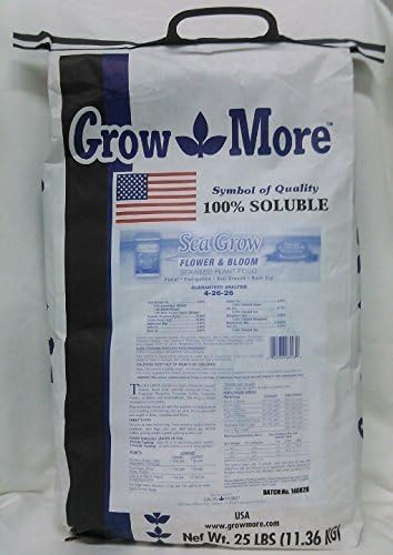 Grow More Sea Grow Flower &amp Bloom (4-26-26) - 25lbs of Seaweed Fertilizer for Plants - Water Soluble Fertilizer for Vegetables &amp Fruits - High Phosphorus Flower Food w/Seaweed Extract for Plan