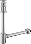 RANDOM Brushed Nickel Brass Bottle P Trap with Pop Up Drain Stopper Without Overflow11.81″ Slip Joint Extension Tube Adjustable Bathroom Basin Sink Drain Kit 1 1/4.RD83888BN-L-S8