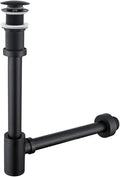 RANDOM Black Brass Bottle P Trap with Pop Up Drain Stopper Without Overflow11.81″ Slip Joint Extension Tube Adjustable Bathroom Basin Sink Waste Drain Trap Kit 1 1/4