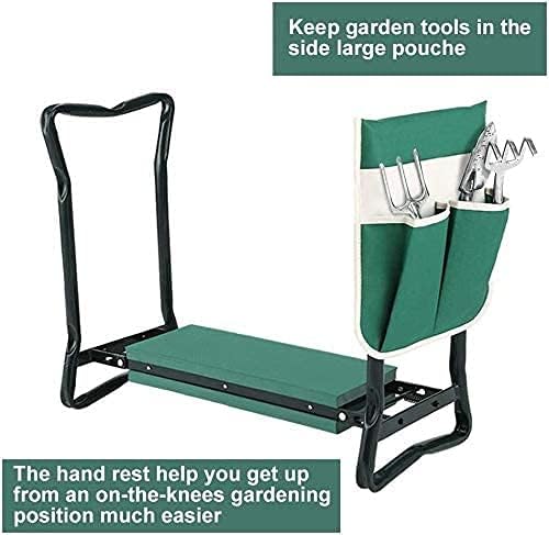BESTHLS Garden Kneeler and Seat - Heavy Duty Folding Stool with Thick Pad Tool Pouch 330 lbs Capacity - Knee &amp Back Support Perfect for Seniors Women Men