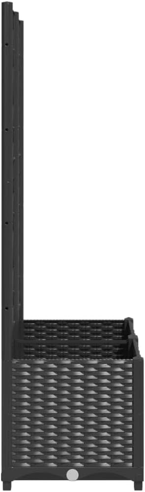 Matte Black Rectangular Garden Planter with Trellis 31.5x15.7x53.5 Durable Polypropylene Raised Bed for Patio Balcony Terrace Outdoor Use