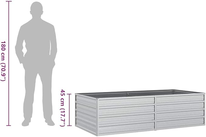 SKM Garden Raised Bed Silver Galvanized Steel Large Garden Raised BedSilver (Weight 12.3KG)