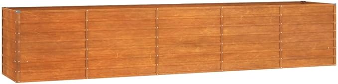 YAFF Garden Raised Bed Corten Steel Rusty Finish 157.5 x 31.5 x 30.3 in Large Outdoor Planter Box for Vegetables Herbs Flowers Weather-Resistant Rectangular Gardening Bed