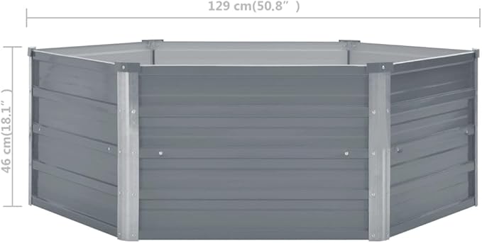 vidaXL Raised Garden Bed - Durable and Robust Galvanized Steel Structure Spacious Multi Plant Holder with Safety Edge Fold Easy Assembly Stylish Hexagon Design Ideal for Indoor &amp Outdoor Gard.