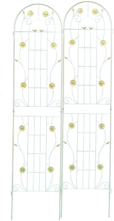 Metal Garden Trellis 86.7 x 19.7 Rustproof Trellis for Climbing Plants – Easy to Assemble Sturdy and Multi-Purpose Outdoor Flower Support(2 Pack-Cream White)