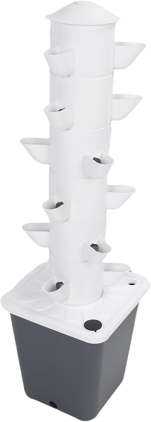 Vertical Hydroponic Growing System Space Saving 18 Hole Hydroponic Tower with 10L Watertank for Home (US Plug)