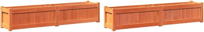 2pcs Wooden Garden Planter Box Outdoor Flower Box Wood Flower Boxes for Outdoor Plants Raised Garden Bed Planter Box Wax Brown Solid Wood Pine-288