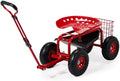 Rolling Garden Work Seat with Wheels Garden Scooter with 360 Degree Swivel Seat &amp Extendable Handle &amp Tool Tray