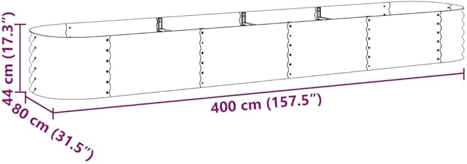 Steel Planter Raised Bed Metal Flower Box Planter Raised Beds Outdoor Garden for Planting Fruit 157.5x31.5x17.3 Gray -737