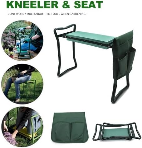 2 in 1 Upgraded Garden Kneeler and Seat with EVA Thicken &amp Widen Soft Kneeling PadHeavy Duty Foldable Gardener Stool with 2 Tool PouchesGardening Gifts for Women Mom Men Seniors Use