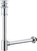 RANDOM Chrome Brass Bottle P Trap with Pop Up Drain Stopper with Overflow11.81″ Slip Joint Extension Tube Adjustable Bathroom Basin Sink Drain Kit 1 1/4.RD83888C-L-S6
