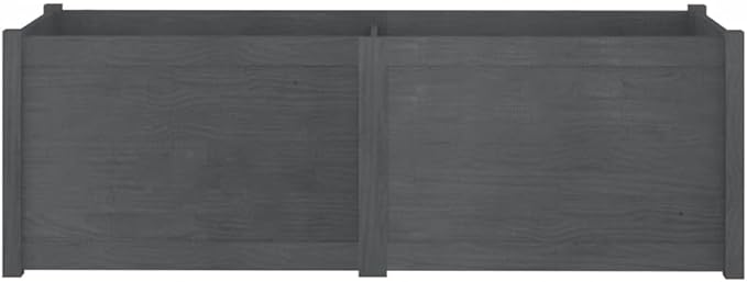 Grey Pinewood Garden Bed for Landscape Raised Walls on Patio - Welded Wire Mesh Basket Fencing 59.1 in x 19.7 in x 19.7 in