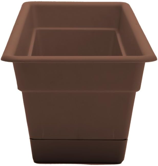 Bloem Dura Cotta Window Box Planter: 24 - Chocolate - with Tray Weatherproof Resin Box Removable Tray for Indoor &amp Outdoor Use Gardening 3 Gallon Capacity