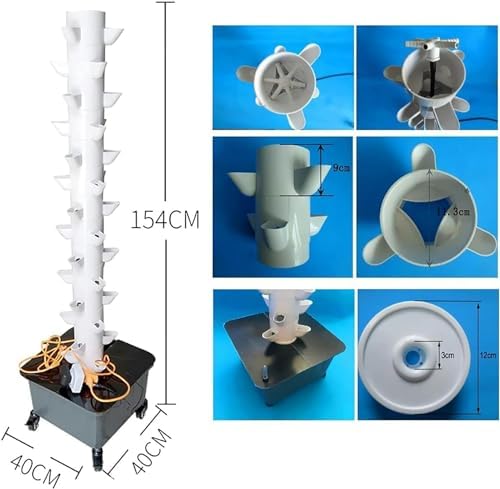 Hydroponics Growing with LED Grow Light - 45 Holes Garden Smart Planter Vertical Tower for Germination Aeroponics Kit (A)