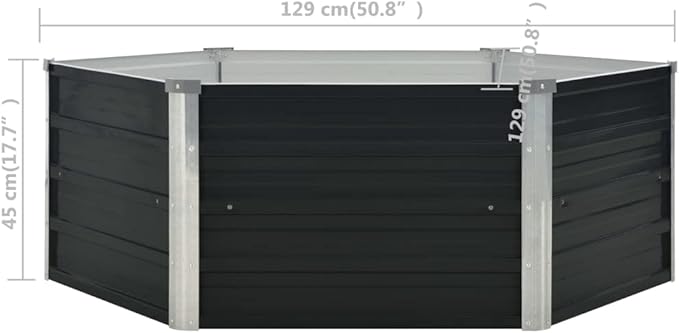 Outdoor Metal Raised Garden Bed for Vegetables Flowers Herbs Galvanized Planter Raised Garden Boxes Outdoor Anthracite 50.8x50.8x17.7 Galvanized Steel-161