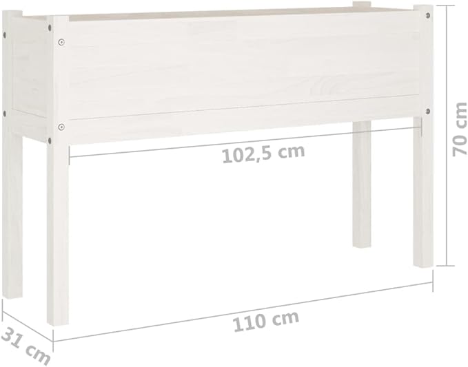 Garden Planter Planter Boxes Standing planters Gardening Box Horse Trough planters Suitable for Corridor Nursery Orchard Courtyard White 43.3x12.2x27.6 Solid Wood Pine