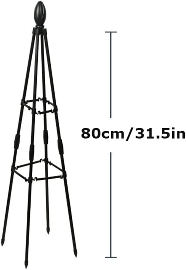 Garden Trellis for Climbing Plants Tower Plant Support Trellis H 31.5in 47in 63in for Potted Plants Vine Rose Clematis Outdoor Indoor Garden Obelisk Trellis Galvanized Black ( Size : 80cm/31.5in )