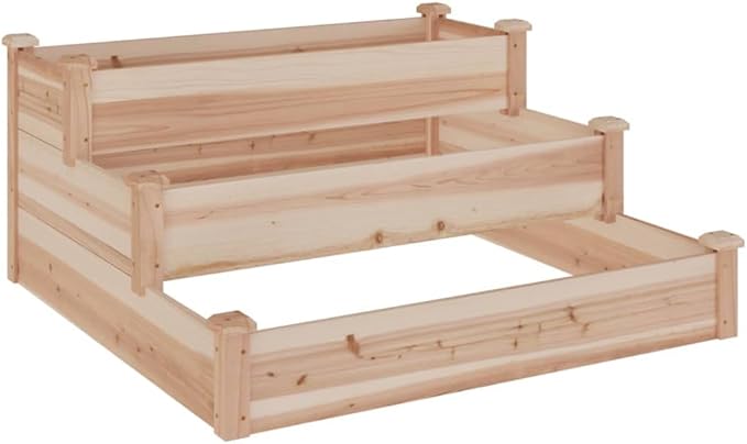 YAFF Garden Raised Bed Natural Wood Solid fir Wood 47.2x47.2x22.0 inPots &amp Planters-364304