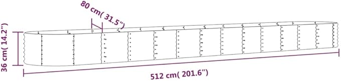 Garden Raised Bed Planter Boxes Patio planters Raised Flower Bed Garden beds Outdoor Suitable for Nursery Corridor Courtyard Orchard Powder-Coated Steel 201.6x31.5x14.2 Gray