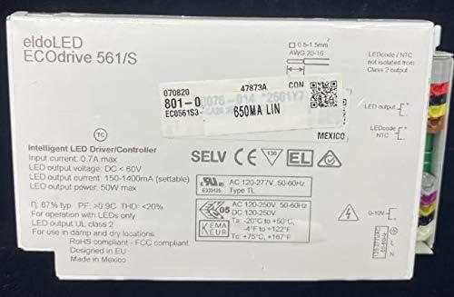 ECOdrive 561/S ECOdrive 50W 0-10V 1 control channel constant current 1x 55V output side feed metal square 650MA LIN 231YC9