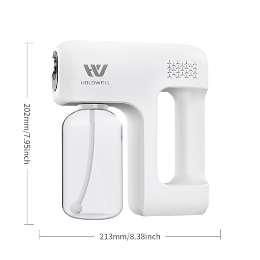 Disinfectant Fogger Machine Cordless Electric Blue Light Disinfection Gun Nano Sprayer for Salon/School/Hospital/Home/Office/Car/Gym/High-Contact Item Etc. (White)