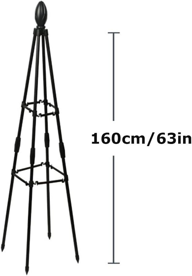 RADAAB Obelisk Trellis for Climbing PlantsMetal Garden Trellis 31.5in 47in 63inPlant Support for Vines and Flowers StandsBlack Plant Tower MetalobeliskRustproof Garden Obelisk (Size : 160cm/63in)