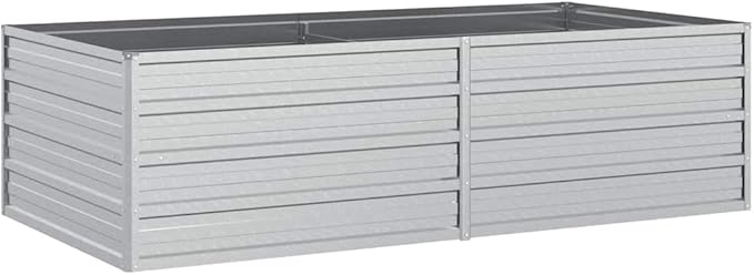 SKM Garden Raised Bed Silver Galvanized Steel Large Garden Raised BedSilver (Weight 12.3KG)