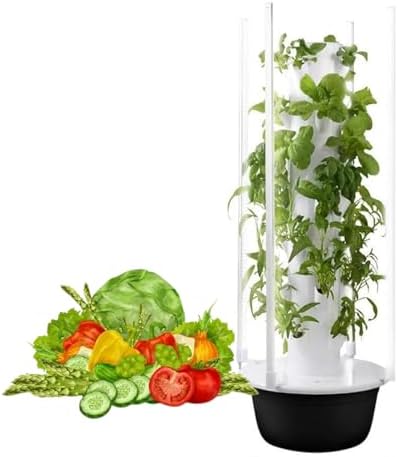 Vertical Hydroponic Growing Tower with Pump &amp LED Perfect for Strawberries Herbs &amp Indoor Plants - Space-Saving Indoor Garden System