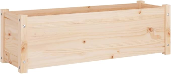 Garden Planter Natural Pine Solid Pinewood Large 39.4x39.4x12.2 inch Durable Untreated Wood for Outdoor Plants Raised Garden Bed