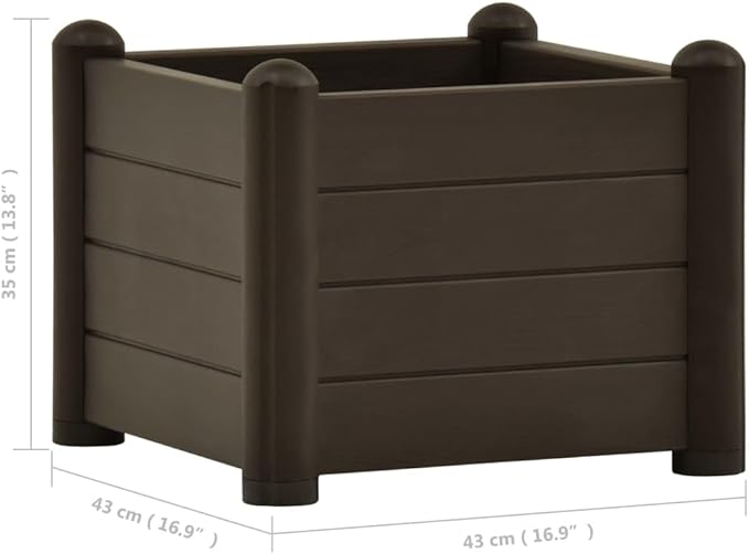 Garden Raised Bed Planter Boxes Outdoor Garden Bed Raised Planter Suitable for Restaurants Flowers Backyard Patios PP Mocha 16.9x16.9x13.8