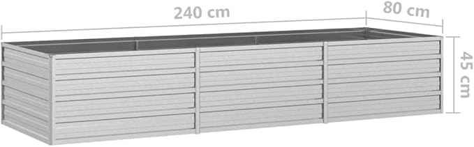 Galvanized Steel Garden Raised Bed Large Outdoor Planter Box with Open Bottom Metal Raised Planter Bed for Vegetables Flowers 94.5x31.5x17.7 Silver-242