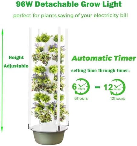 Smart Hydroponics Growing System - 5-Layer Indoor Garden with LED Light Vertical Hydroponic Tower for Gardening Enthusiasts Perfect for Growing Vegetables &amp Herbs