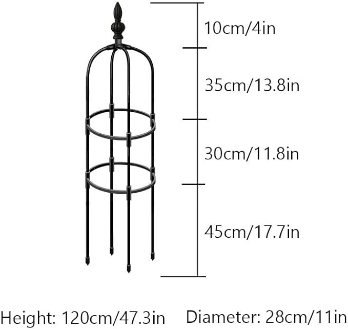 Garden obelisk trellis for climbing plants metal3ft 4ft 5ft 5.9ft 6.9ft H Tall Rustproof Plastic Coated Plant Support TrellisGarden Tower Trellis for Support RoseVegetable Vines ( Size : 11/28cm D