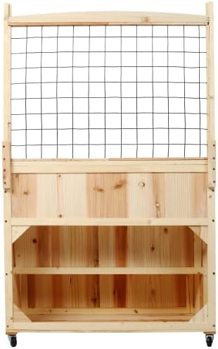 3-Tiers Raised Garden Bed with Trellis 53 H Vertical Planter Box with Wheels &amp Back Storage Area for Flowers Vegetables Herbs Natural