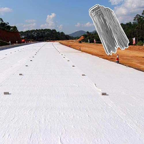 Commercial Grade Driveway Fabric with Securing Pegs - White Landscape Weed Barrier for Vegetable Gardens &amp Flower Beds Durable Ground Cover &amp Drainage Solution (3.3ft x 16.4ft)