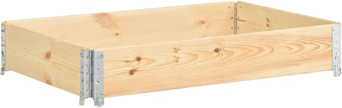 Pallet Collar 31.5x47.2 Solid Pine Wood Stackable Foldable Design Hinged Galvanized Metal Corners 0.79 Thick Board for Storage Transport Raised Garden Bed