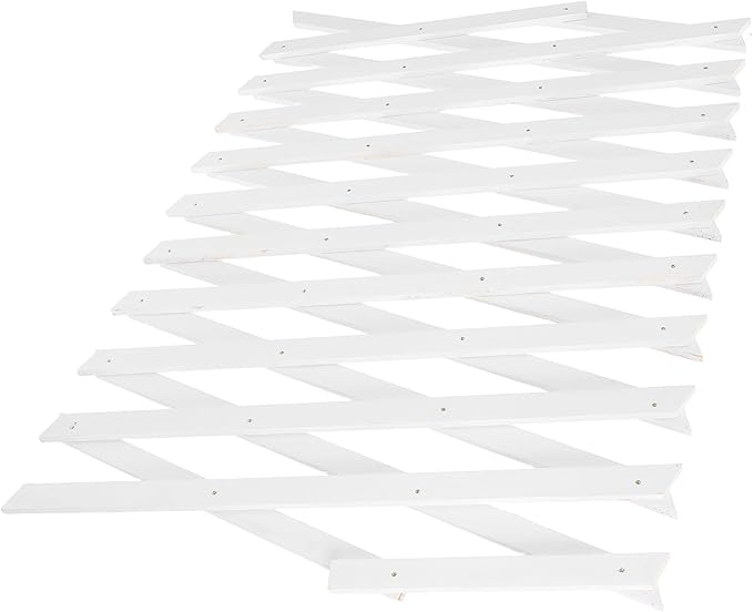 Lurrose Wooden Trellis Wall Panel for Climbing Plants Outdoor Expandable Wood Fence Lattice Garden Trellis Indoor and Outdoor White Height 44cm Decorative Plant Support Fence Panel