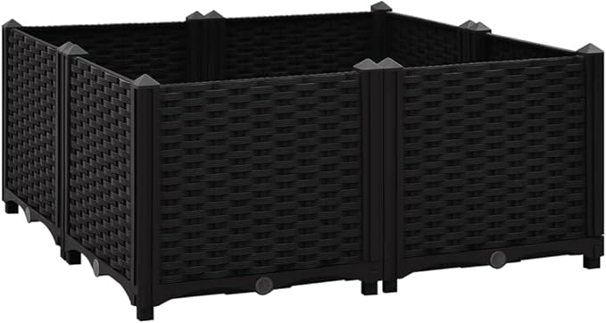 Raised Bed 31.5x31.5x15 Polypropylene Garden Bed Black Outdoor Planter for Flowers Vegetables and Herbs Raised Garden Box Elevated Planter Box for Outdoor Gardening