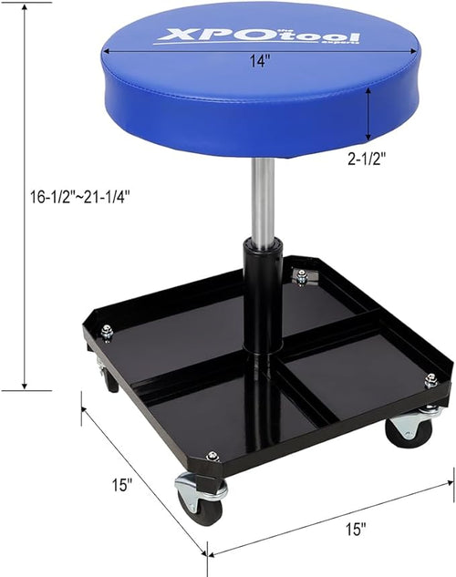 250 LBS Rolling Pneumatic Creeper Garage Adjustable Mechanic Stool with Tool Tray Storage