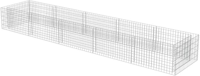 Galvanized Steel Gabion Planter Raised Bed Outdoor Garden Galvanized Steel Wire Mesh Grid Stone Wall Flower Raised Bed for Vegetables Flowers Plants 177.2x35.4x19.7