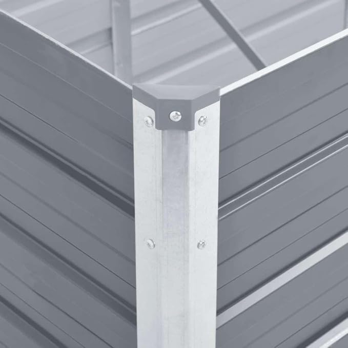 Grey Galvanized Steel Raised Garden Bed 157.5 x 31.5 x 30.3 in Outdoor Planter Box for Vegetables Flowers Herbs Easy Assembly